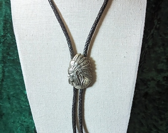 Bolo tie with Native American Chief center