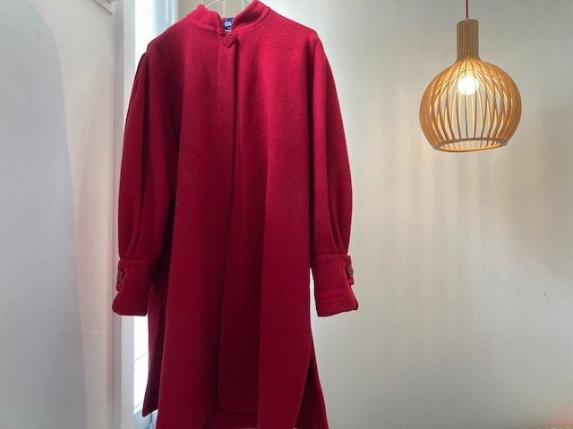 Jean Muir Designer Vintage Red Wool Coat Sweden