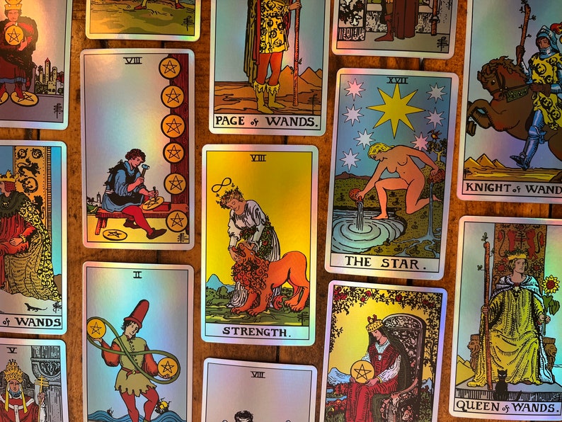Holo Tarot & Guide Holographic Tarot Deck 78 Cards Full Etsy