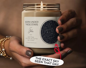 On The Day You Were Born Star Map Candle, Birth Date Constellation Map Birthday Gift, Custom Birthday Star Map, Night You Were Born Star Map