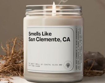 Smells Like San Clemente California Soy Wax Candle, San Clemente Candle Decoration, Gift For San Clemente, Eco Friendly 9oz. Candle