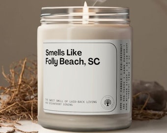 Smells Like Folly Beach South Carolina Soy Wax Candle, Folly Beach Decoration, Charleston Gift, Folly Beach SC Gift, Eco Friendly 9oz Candle