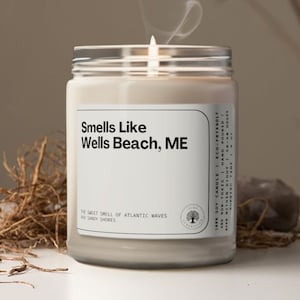 Smells Like Wells Beach Maine Soy Wax Candle, Wells Maine Decoration Candle, Wells Beach Maine Gift, Eco Friendly 9oz. Maine Candle Gift