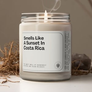 Smells Like A Sunset In Costa Rica Soy Wax Candle, Costa Rica Gift, Costa Rica Souvenir, Moving To Costa Rica, Eco Friendly 9oz. Candle