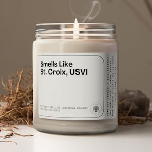 Smells Like St. Croix USVI Soy Wax Candle, St. Croix USVI Candle Decoration, St. Croix Vacation Souvenir, Eco Friendly 9oz. St. Croix Candle