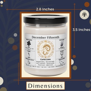 Birthdate Candle, Personalized Birth Month Candle, December Birthday Candle, Zodiac Capricorn Candle, Astrology Birthday Gift image 8