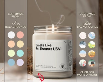 Smells Like St. Thomas USVI Soy Wax Candle, St. Thomas Island Decoration, St. Thomas Souvenir, St. Thomas Vacation Gift, 9oz. USVI Candle