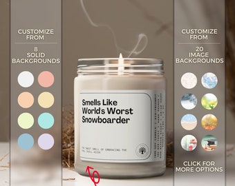 Smells Like World's Worst Snowboarder Soy Wax Candle, Funny Snowboarding Gift, Gift For Snowboarder, Snowboarding Decor, 9oz. Candle Gift