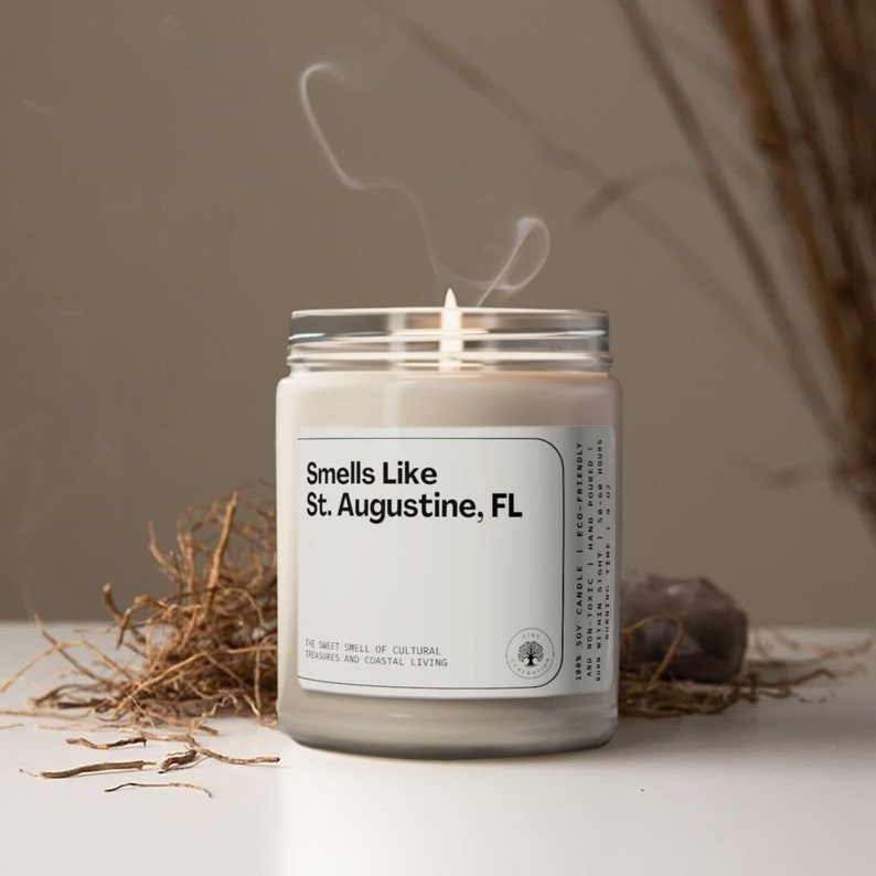 Smells Like St. Augustine Florida Soy Wax Candle, St. Augustine Candle Decoration, Florida Candle Gift, Eco Friendly 9oz. Candle