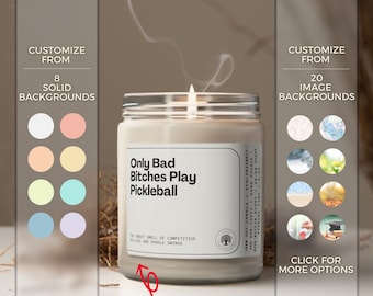 Only Bad Bitches Play Pickleball Soy Wax Candle, Pickleball Gift, Gift For Pickleball Player, Pickleball Decoration, Eco Friendly 9oz Candle