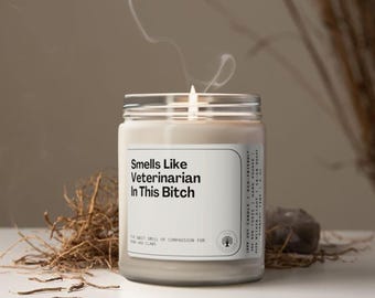 Smells Like Veterinarian In This Bitch Soy Wax Candle, Gift For Veterinarian, Veterinarian Candle Decoration, Eco Friendly 9oz. Candle Gift