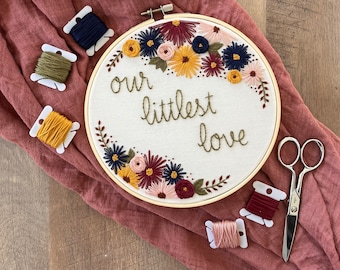 Personalized Hand Embroidery, Nursery Decor, Pregnancy Announcement, Baby Name Announcement