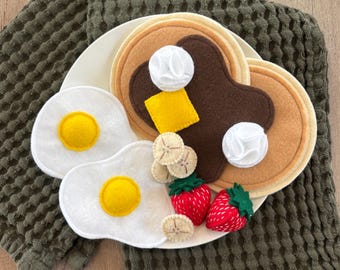 Deluxe Breakfast Set, Felt Play Food, Pretend Play Kitchen