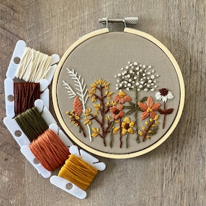 Hand Embroidery Hoop Wall Art Fall Home Decor Custom Design 4 inch Bamboo Hoop