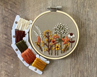 Hand Embroidery Hoop Wall Art Fall Home Decor Custom Design 4 inch Bamboo Hoop