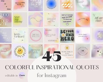 45 Trendy Instagram Quotes, Motivational Quotes, Canva Gradient Quotes, Aesthetic Instagram Post, Instagram Feed, Instagram Template