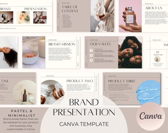 Brand Presentation Canva Template, Minimalist Business Presentation, Canva Template, Brand Identity, Neutral & Beige Presentation
