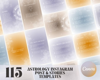 115 Astrology Canva Templates l Instagram Astrology Theme l Astrology Templates l Instagram Templates Astrology l Aesthetic Instagram
