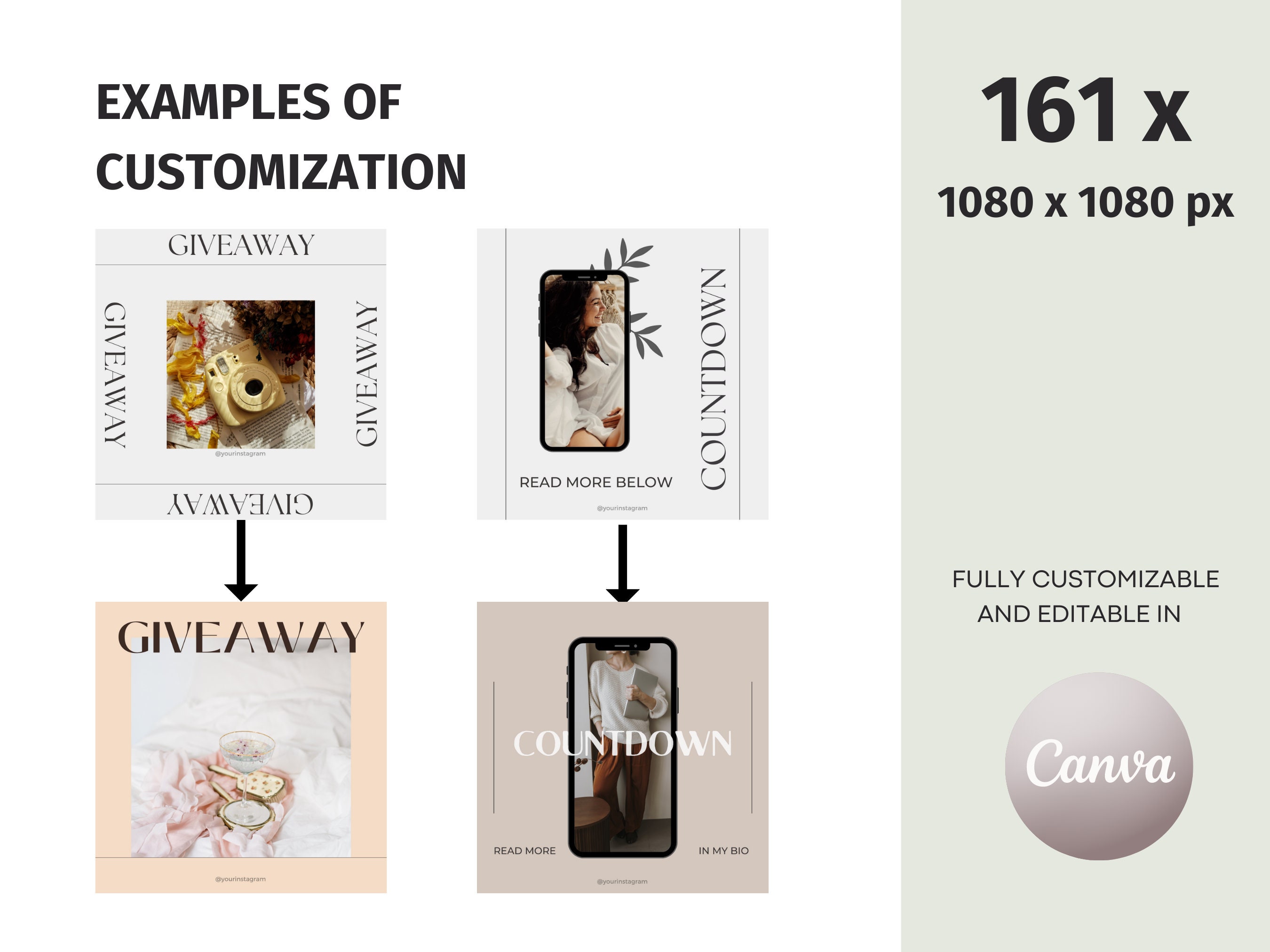 161 Instagram Post Templates, Minimalist Instagram Post Templates ...