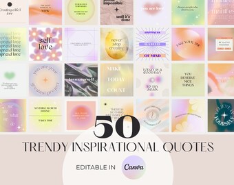 50 Trendy Instagram Quotes, Canva Gradient Quotes, Aesthetic Instagram Post, Inspirational Quotes, Instagram Feed, Canva Instagram Template