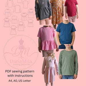 Kids T-Shirt Sewing Pattern PDF, Tunic, Dress  Sewing Pattern