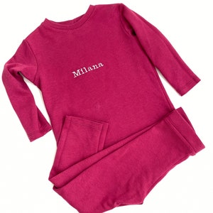 Personalized pajamas for girls and boys made from organic interlock jersey Beere