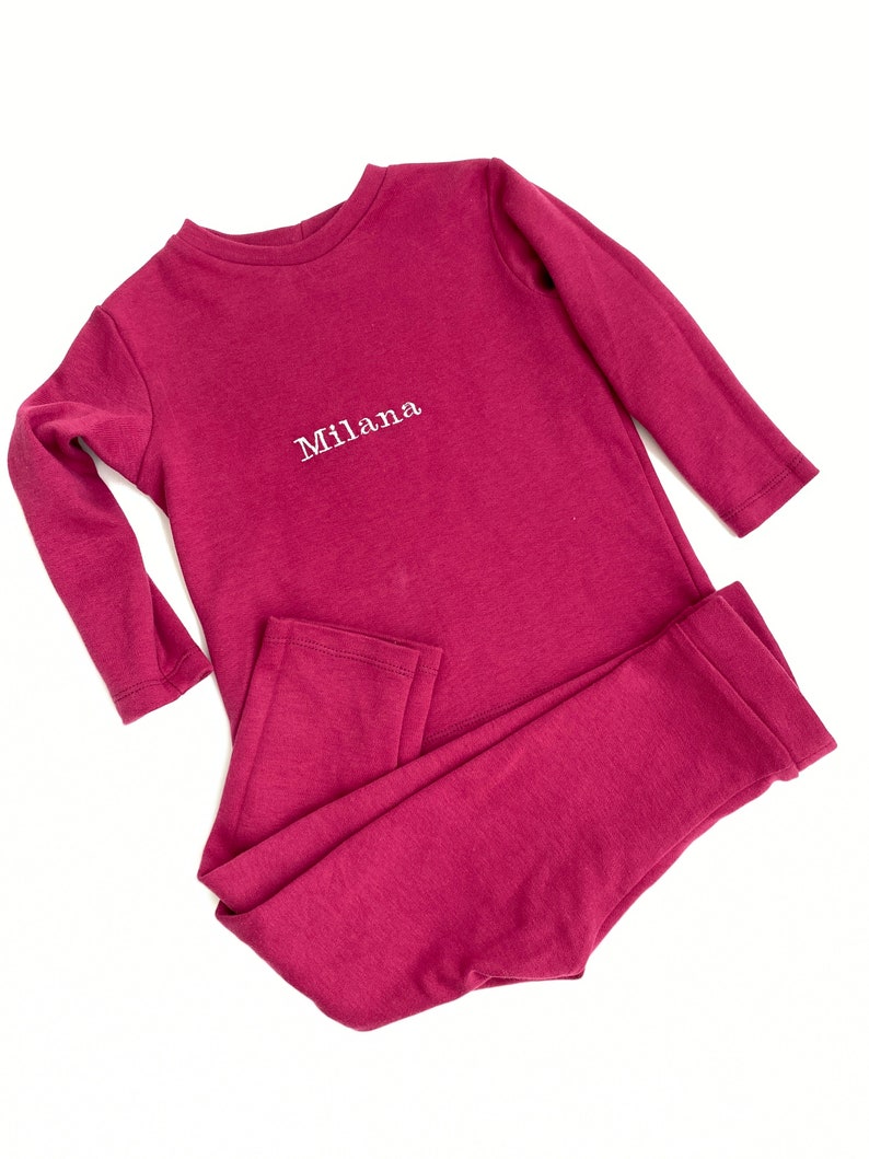 Personalized pajamas for girls and boys made from organic interlock jersey Beere