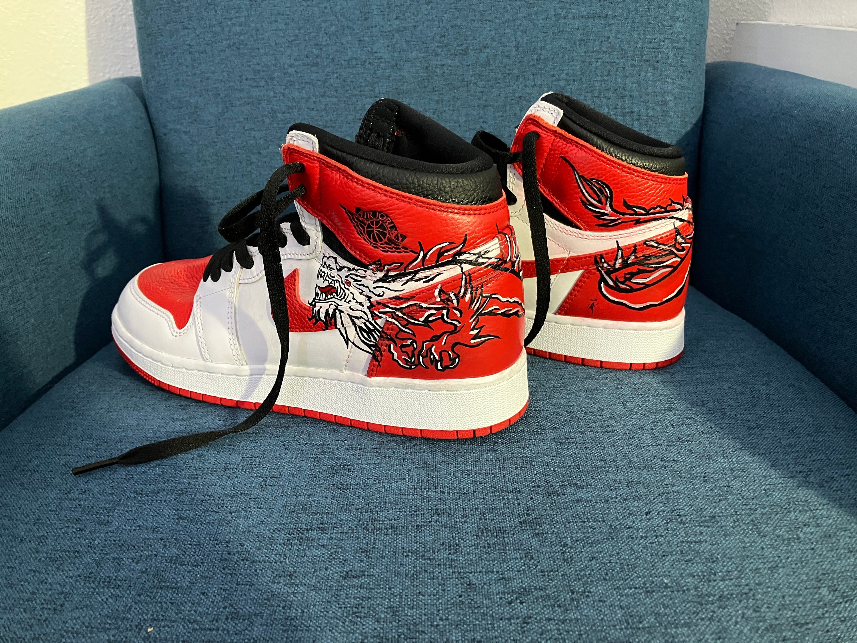 Louis Vuitton Shattered Backboard Jordan 1 Custom Hand Painted Shoes