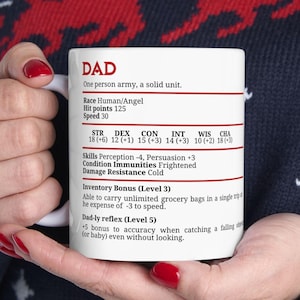 Pappamugg present till gamerpappa, grattis på fars dag-mugg, Dungeons and Dragons rollspel pappa present, rolig kaffekopp för uppskattning av pappa