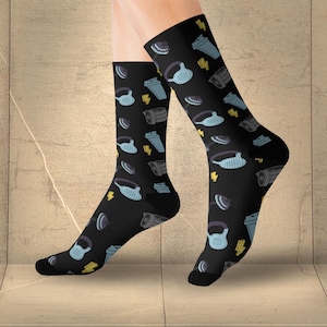 Cute novelty gym socks gift for men gym junkie gag gift husband socks for bestfriend surprise gift cute socks for him kettlebell socks
