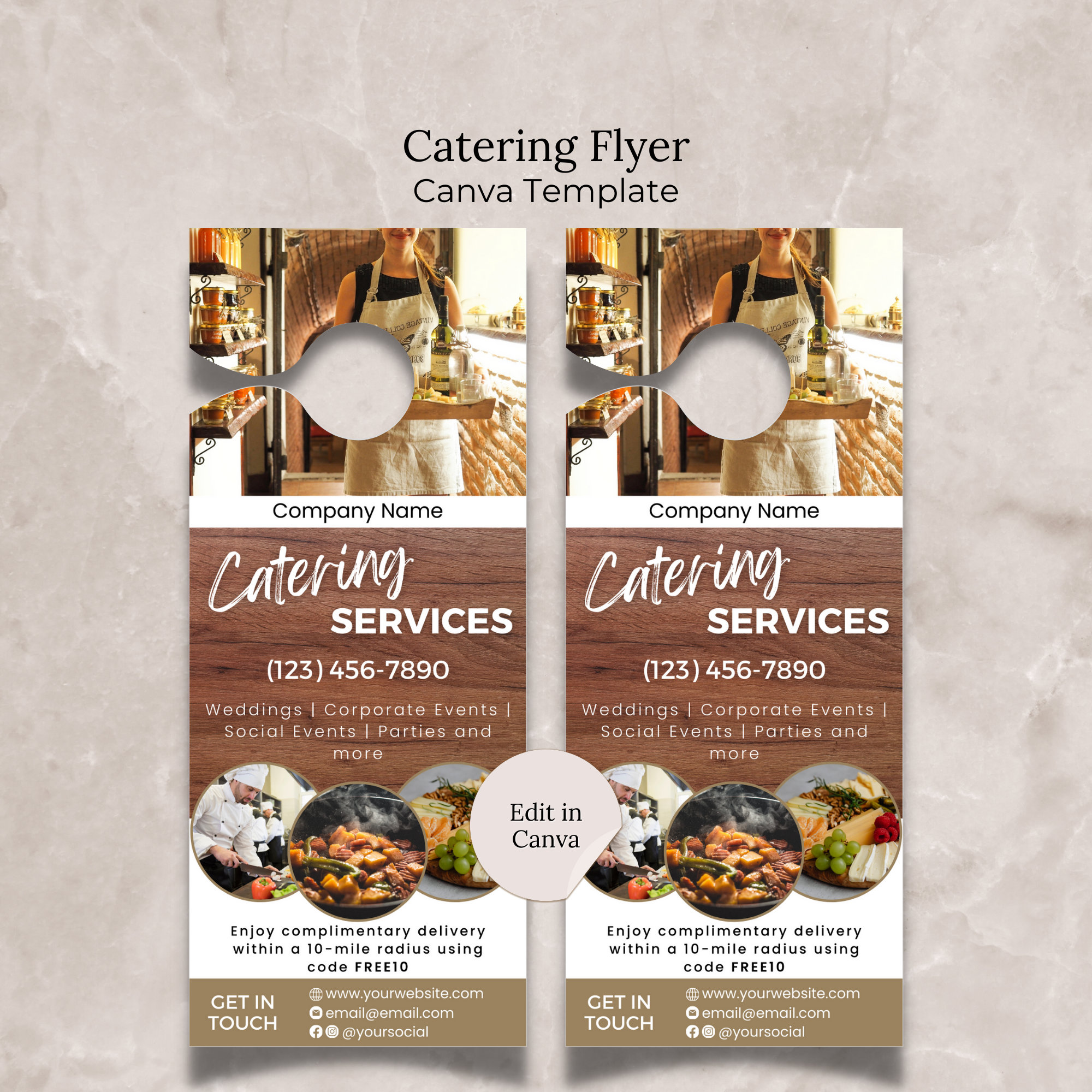 Catering Flyer Template Canva. Wedding Catering Door Hanger Flyer ...