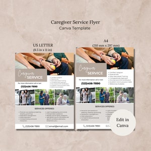 Caregiver Service Flyer Canva Template Elderly Care Template Home