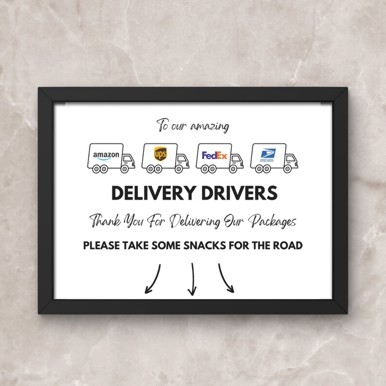 Delivery Driver Snack Sign Printable, Delivery Driver Thank You Sign ...