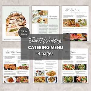 Gastro-Menü Preisführer Vorlage Canva. Hochzeits-Catering-Charcuterie-Menü, bearbeitbarer Event-Catering-Katalog, Catering-Services-Charcuterie