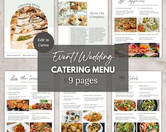 Gastro-Menü Preisführer Vorlage Canva. Hochzeits-Catering-Charcuterie-Menü, bearbeitbarer Event-Catering-Katalog, Catering-Services-Charcuterie