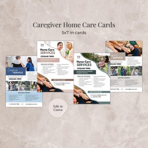 Pacote de modelos de cartões de folhetos de cuidados domiciliares para cuidadores Canva Modelo de cartão de cuidados para idosos Cartão de folheto de cuidados domiciliares editável Serviço de cuidados para idosos 5x7