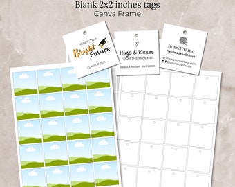 Modèle Canva d'étiquettes vierges carrées, étiquettes volantes carrées, maquette de 2 x 2 pouces, plusieurs étiquettes par page, modèle de cadre Canva, étiquette de vêtement DIY