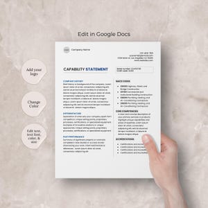 Capability statement template Google Docs