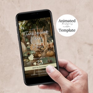 Thanksgiving Evite Invitation Canva Template Editable Animated Friendsgiving Party Invite Digital Thanksgiving Dinner Evite Video E Vites