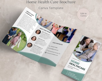 Home Health Care Brochure Canva Template Editable Assisted Living Trifold Brochure Caregiving Service Elderly Care Flyer, Senior  Care Flyer