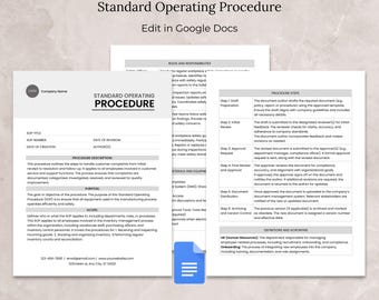 Standard Operating Procedure Template Docs, Editable SOP Document, Business Standard Operating Procedure Project Template SOP Instructions