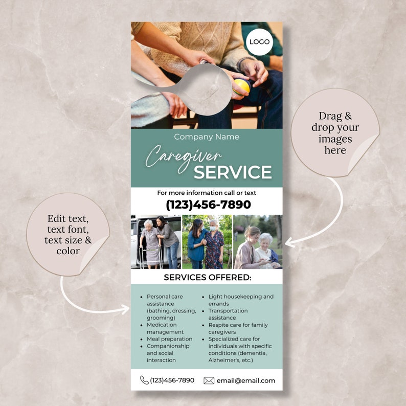 Caregiver Service Flyer Canva Template Bundle Elderly Care Template