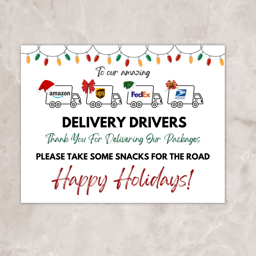 Delivery Driver Snack Sign Printable, Delivery Driver Thank You Sign