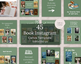 Bookstagram Template Canva Pink Book Instagram Posts Books Social Media ...