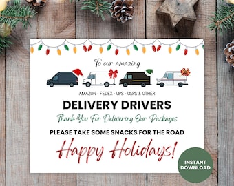 Delivery Driver Snack Sign Printable, Delivery Driver Thank You Sign Printable Download, Delivery Driver Holiday Sign