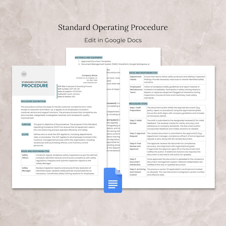 Sop Document Html Standard Operating Procedure Template Docs, Editable SOP Document ...