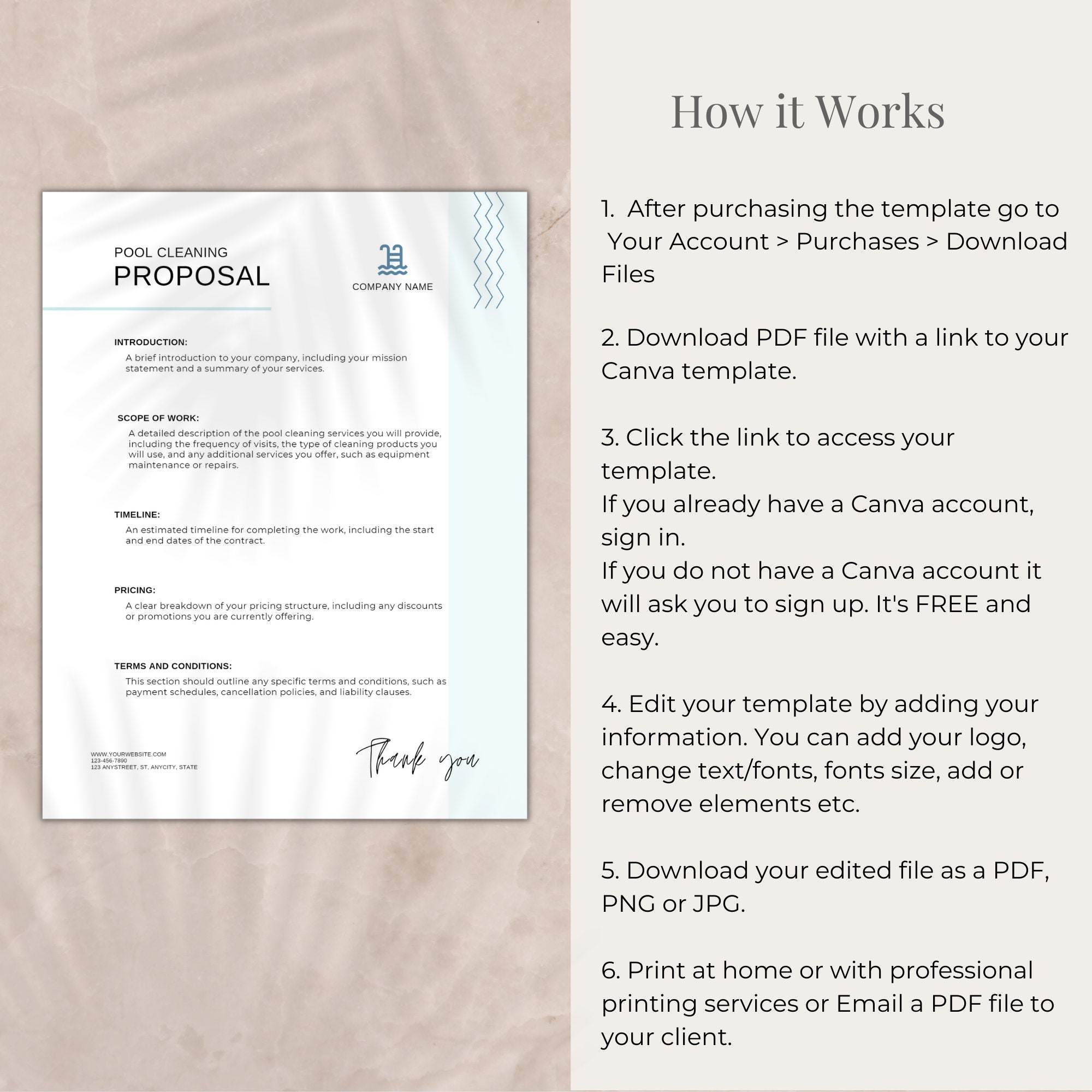 Pool Preposal Pool Cleaning Proposal Document Template, Pool Services Proposal Canva ...