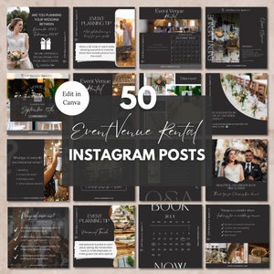 Event Venue Rental Instagram Posts Canva Template Editable Wedding Venue Business Social Media Posts Elegant Luxury Instagram Post