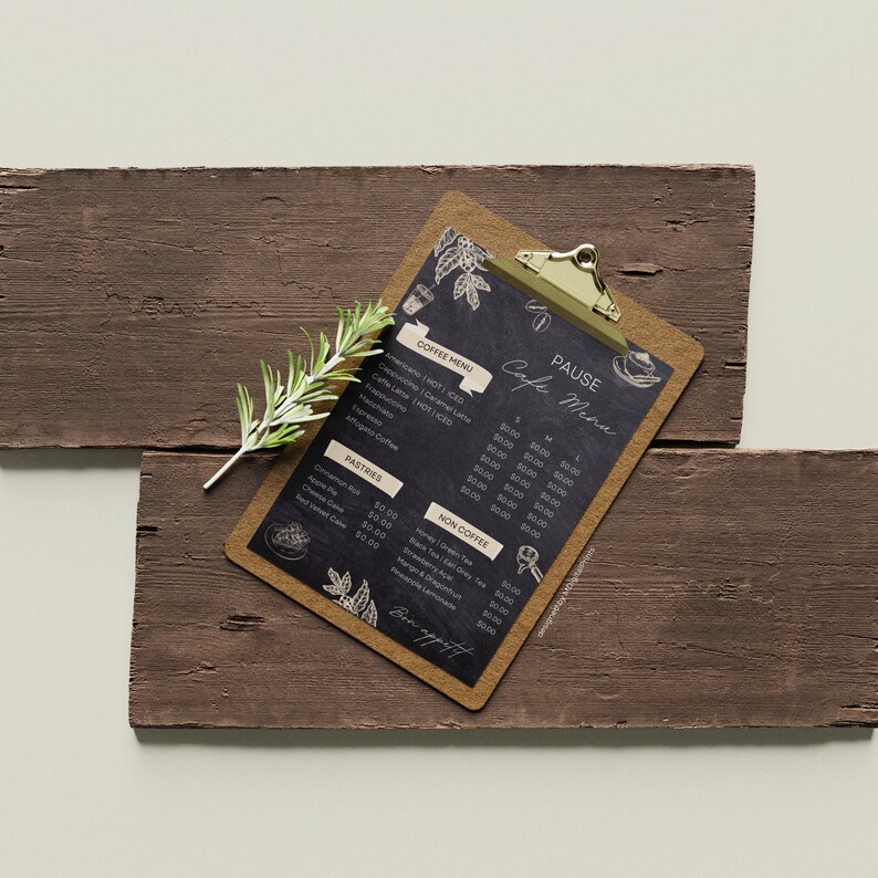 Coffee Shop Menu Canva Template, Cafe Menu Chalkboard Editable Template