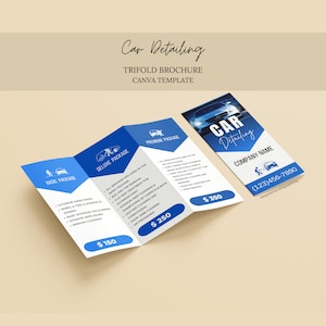 Car Detailing Services Flyer Canva Template, Auto Detailing Brochure Template, Auto Services Trifold Brochure, Auto Business Promotion Flyer